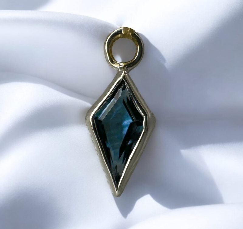 14k Gold Kite London Blue Topaz Charm