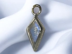 14k Gold Kite Rainbow Moonstone Charm