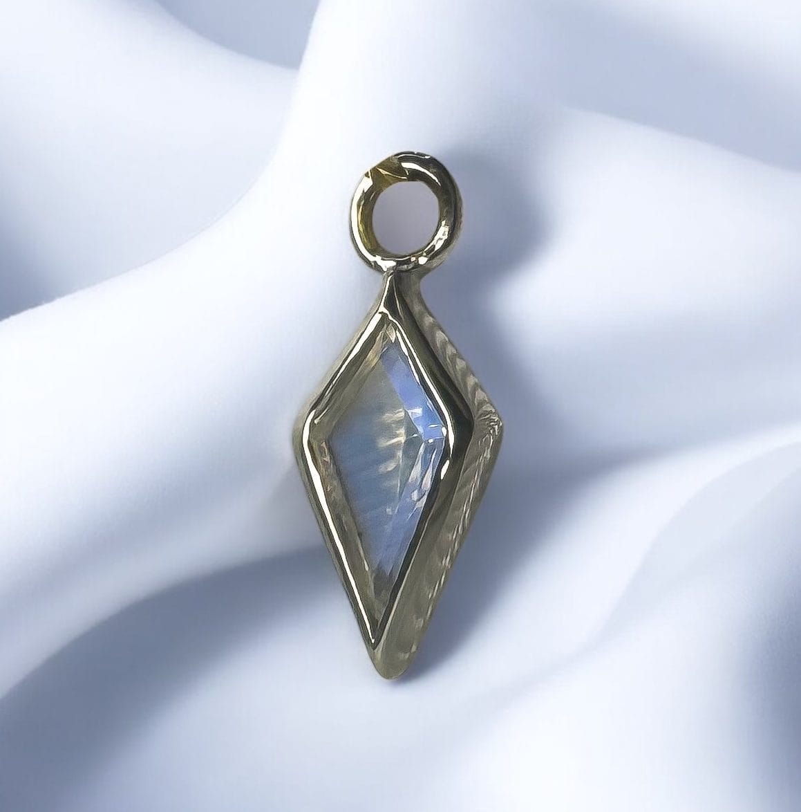 14k Gold Kite Rainbow Moonstone Charm