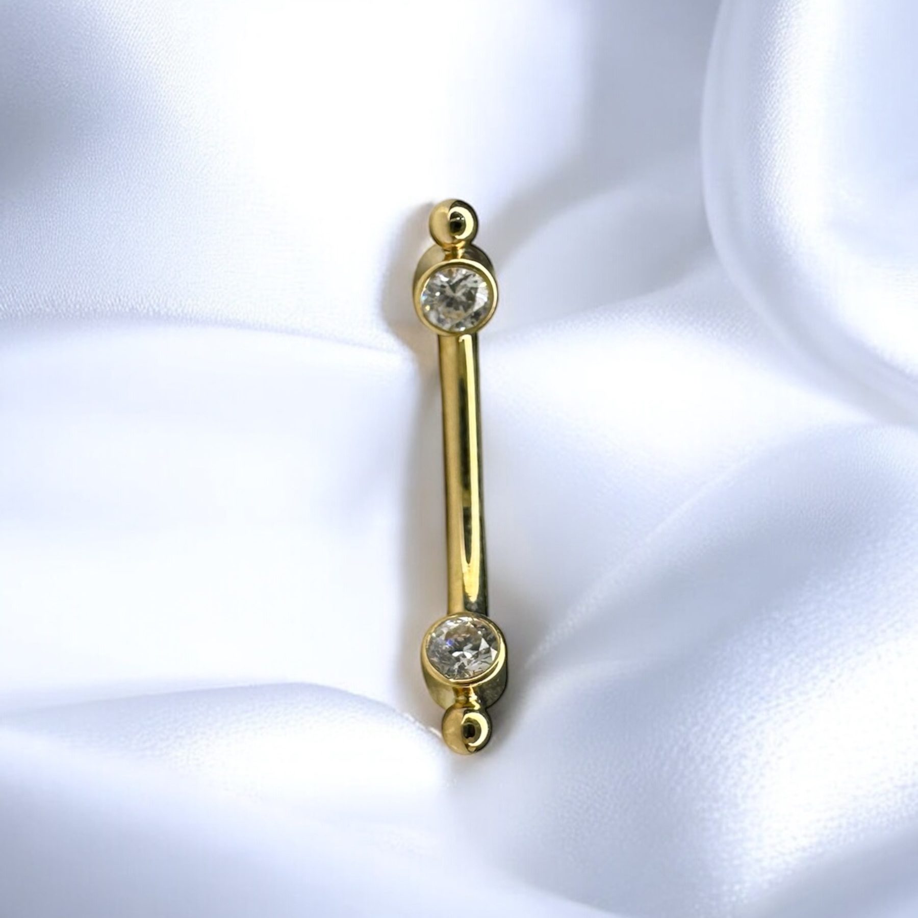 Single Bead Accent Curved Barbell 14K - BVLA