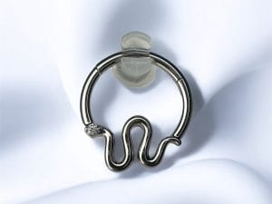 Front Facing Snake Clicker White CZ - Invictus