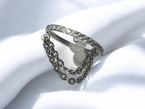 Double Hoop with Chain Clicker White CZ - Invictus