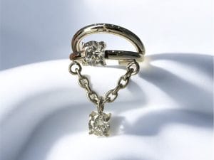 Double Hoop with Chain and Prong Clicker White CZ - Invictus